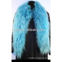 Mongolian lamb scarf dyed in blue color